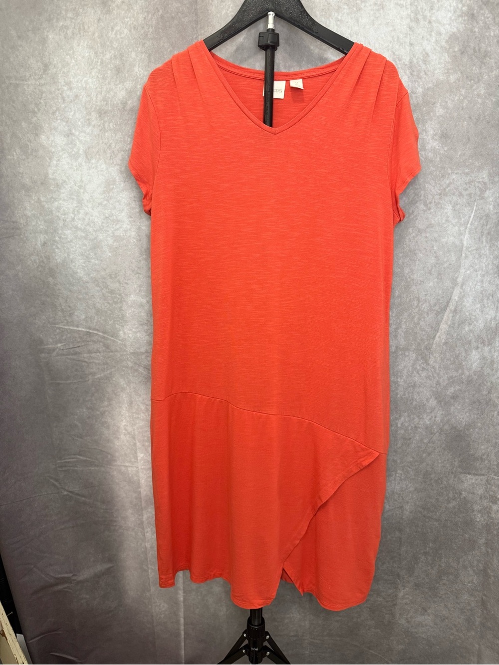Chico's Asymmetrical Hem Coral Tunic Dress size 2/L